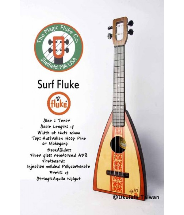 【台灣烏克麗麗 專門店】Fluke 瘋狂跳蚤全面侵台! Surf Fluke ukulele 26吋 美國原廠製造 (附琴袋+調音器+教材)